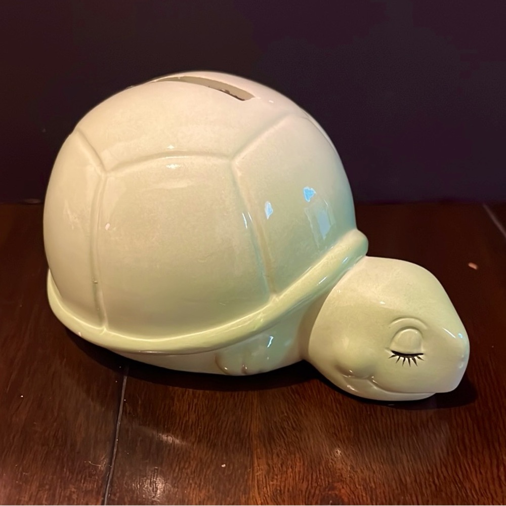 Sleepy Turtle Ceramic Bank Figurine